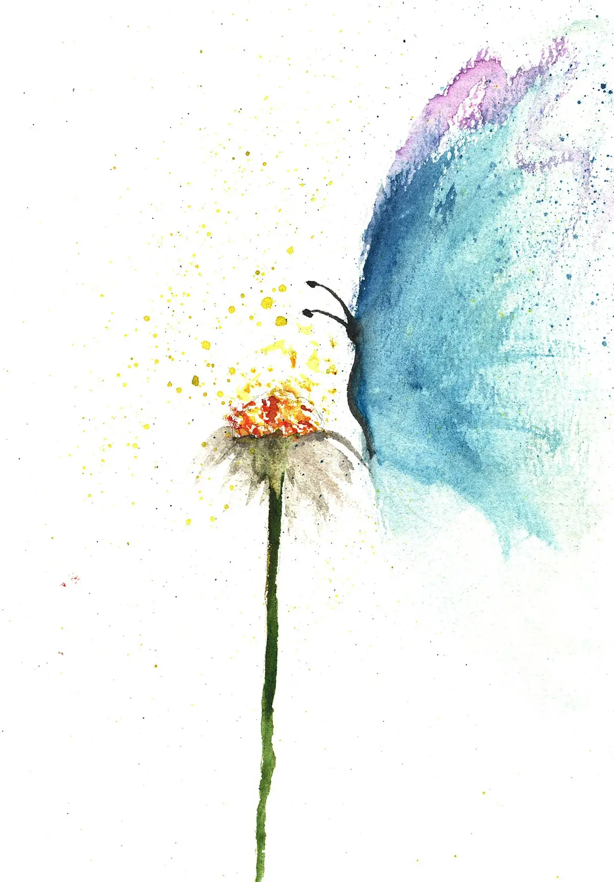 Blue Butterfly, watercolor painting by a young artist