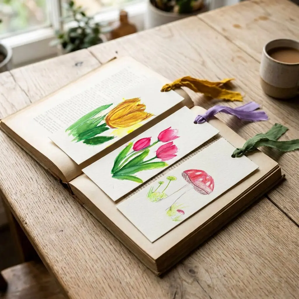 Bookmarks, watercolor painting by a young artist