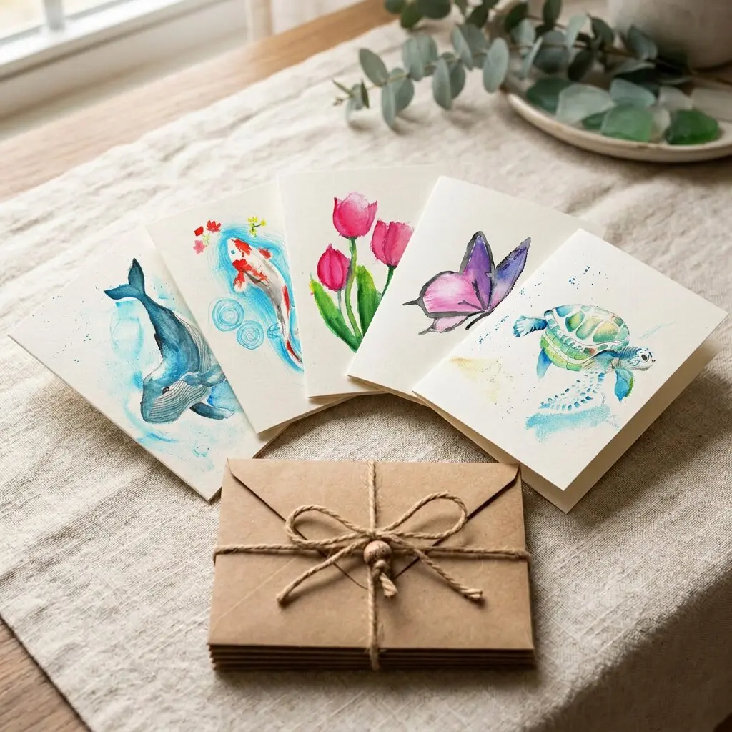 Cards, watercolor painting by a young artist